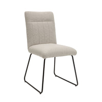 Neya Dining Side Chair Set of 2, Beige Polyester, Black Metal Legs  - BM347127