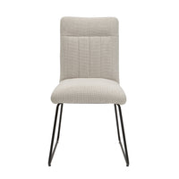 Neya Dining Side Chair Set of 2, Beige Polyester, Black Metal Legs  - BM347127
