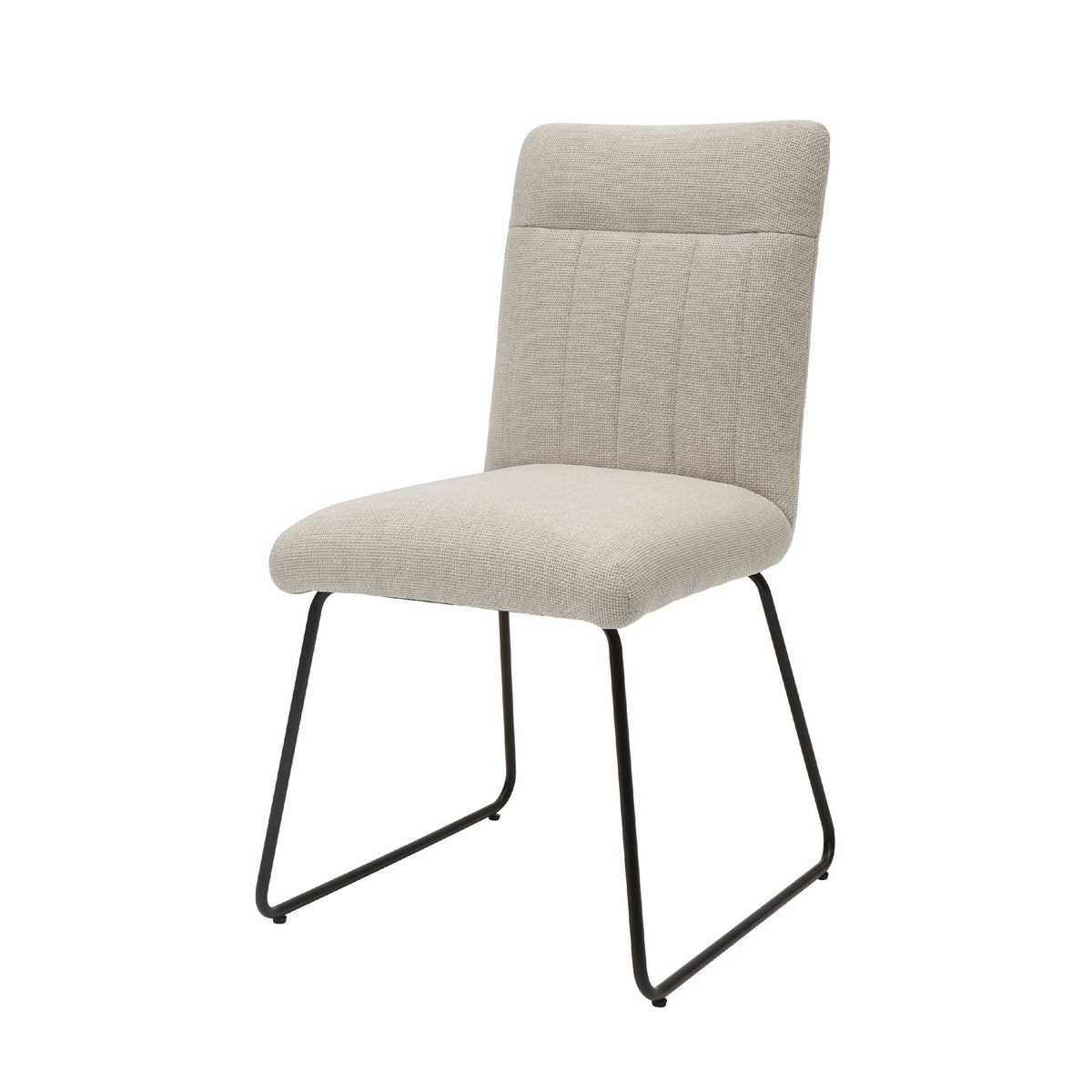 Neya Dining Side Chair Set of 2, Beige Polyester, Black Metal Legs  - BM347127
