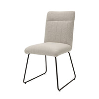 Neya Dining Side Chair Set of 2, Beige Polyester, Black Metal Legs  - BM347127