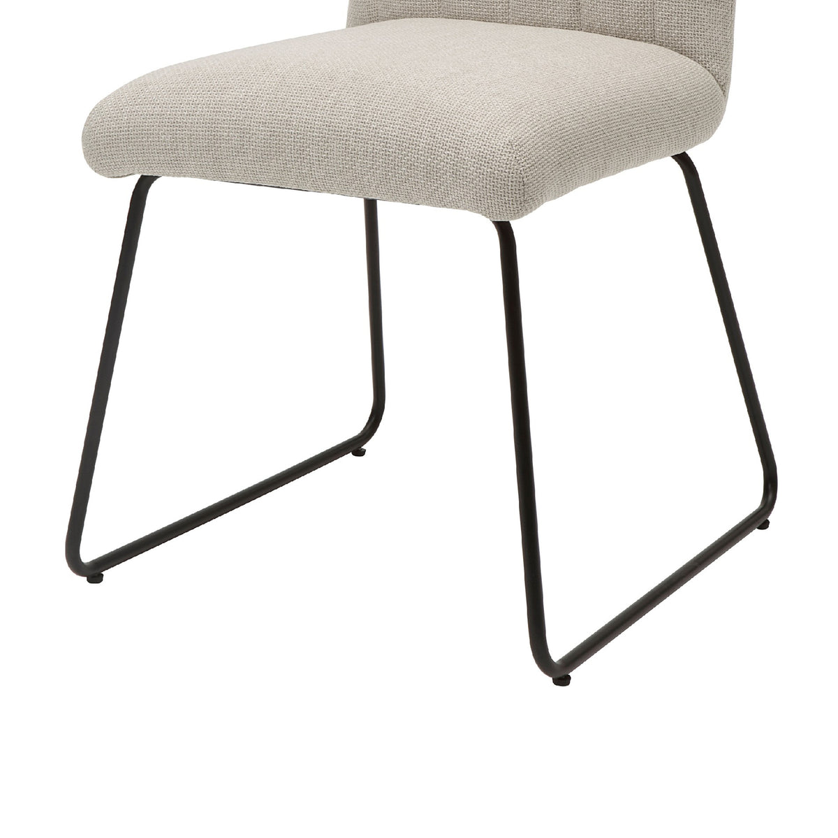 Neya Dining Side Chair Set of 2, Beige Polyester, Black Metal Legs  - BM347127