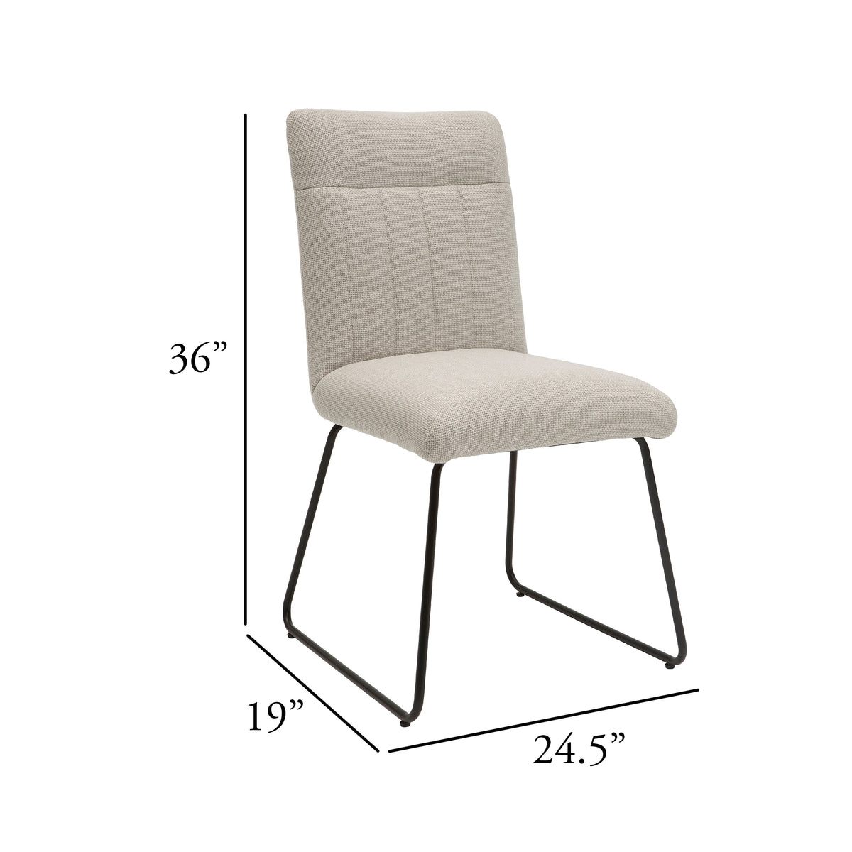 Neya Dining Side Chair Set of 2, Beige Polyester, Black Metal Legs  - BM347127