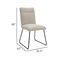 Neya Dining Side Chair Set of 2, Beige Polyester, Black Metal Legs  - BM347127
