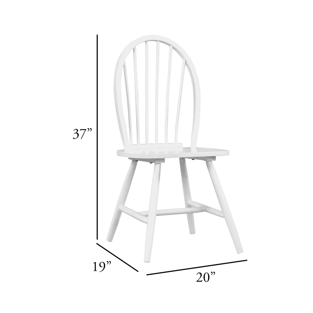 Soa Dining Side Chair Set of 2, Curved Windsor Backs, White Wood  - BM347130