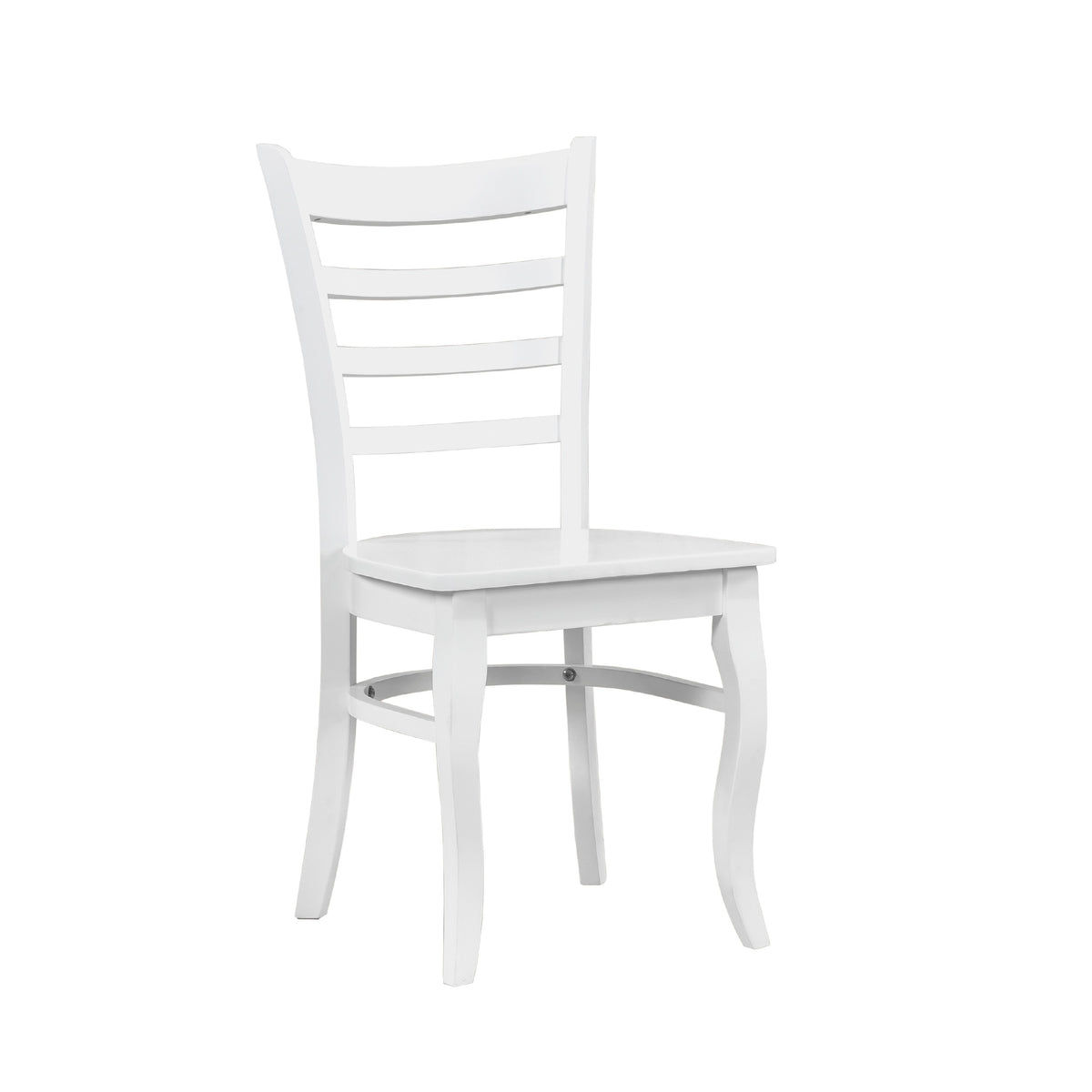 Beo Dining Side Chair Set of 2, Contoured Ladder Backs, White Wood  - BM347131