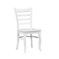 Beo Dining Side Chair Set of 2, Contoured Ladder Backs, White Wood  - BM347131