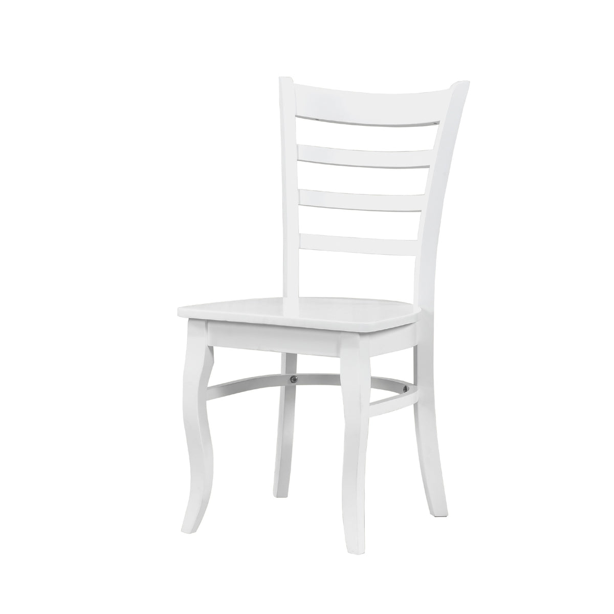 Beo Dining Side Chair Set of 2, Contoured Ladder Backs, White Wood  - BM347131