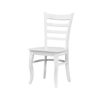Beo Dining Side Chair Set of 2, Contoured Ladder Backs, White Wood  - BM347131