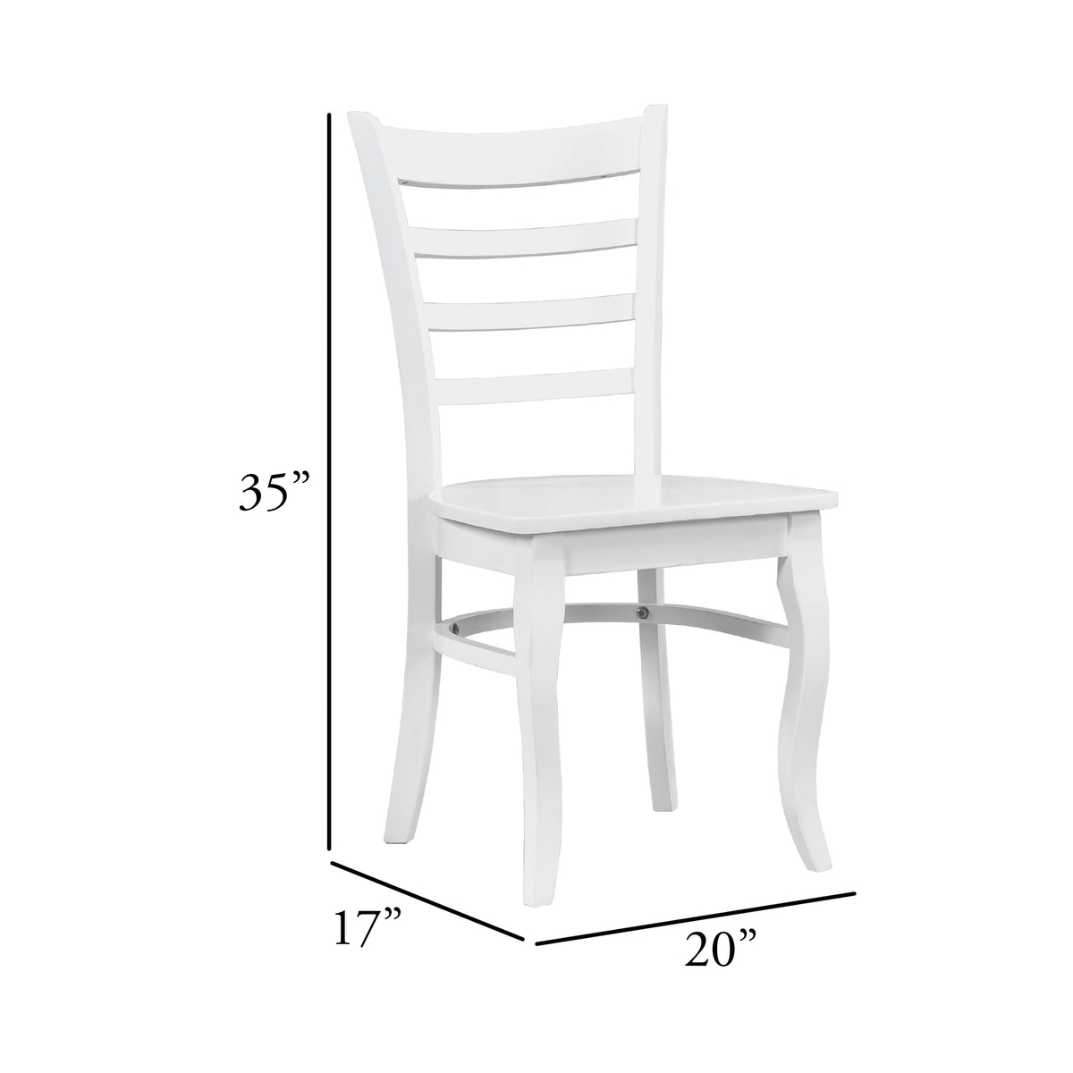 Beo Dining Side Chair Set of 2, Contoured Ladder Backs, White Wood  - BM347131