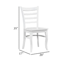 Beo Dining Side Chair Set of 2, Contoured Ladder Backs, White Wood  - BM347131