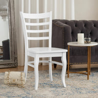 Beo Dining Side Chair Set of 2, Contoured Ladder Backs, White Wood  - BM347131