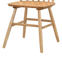 Ger Dining Side Chair Set of 2, Slatted Backs, Natural Oak Brown Wood  - BM347132