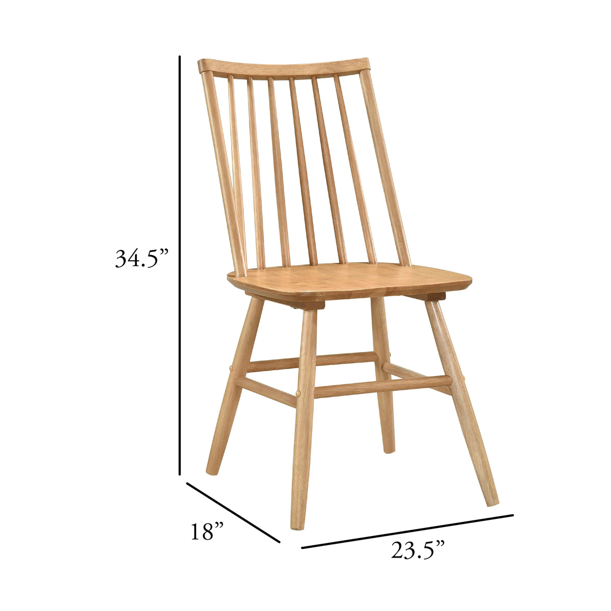 Ger Dining Side Chair Set of 2, Slatted Backs, Natural Oak Brown Wood  - BM347132