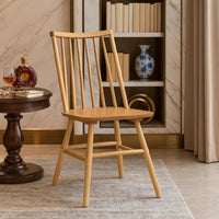 Ger Dining Side Chair Set of 2, Slatted Backs, Natural Oak Brown Wood  - BM347132