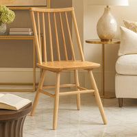 Ger Dining Side Chair Set of 2, Slatted Backs, Natural Oak Brown Wood  - BM347132