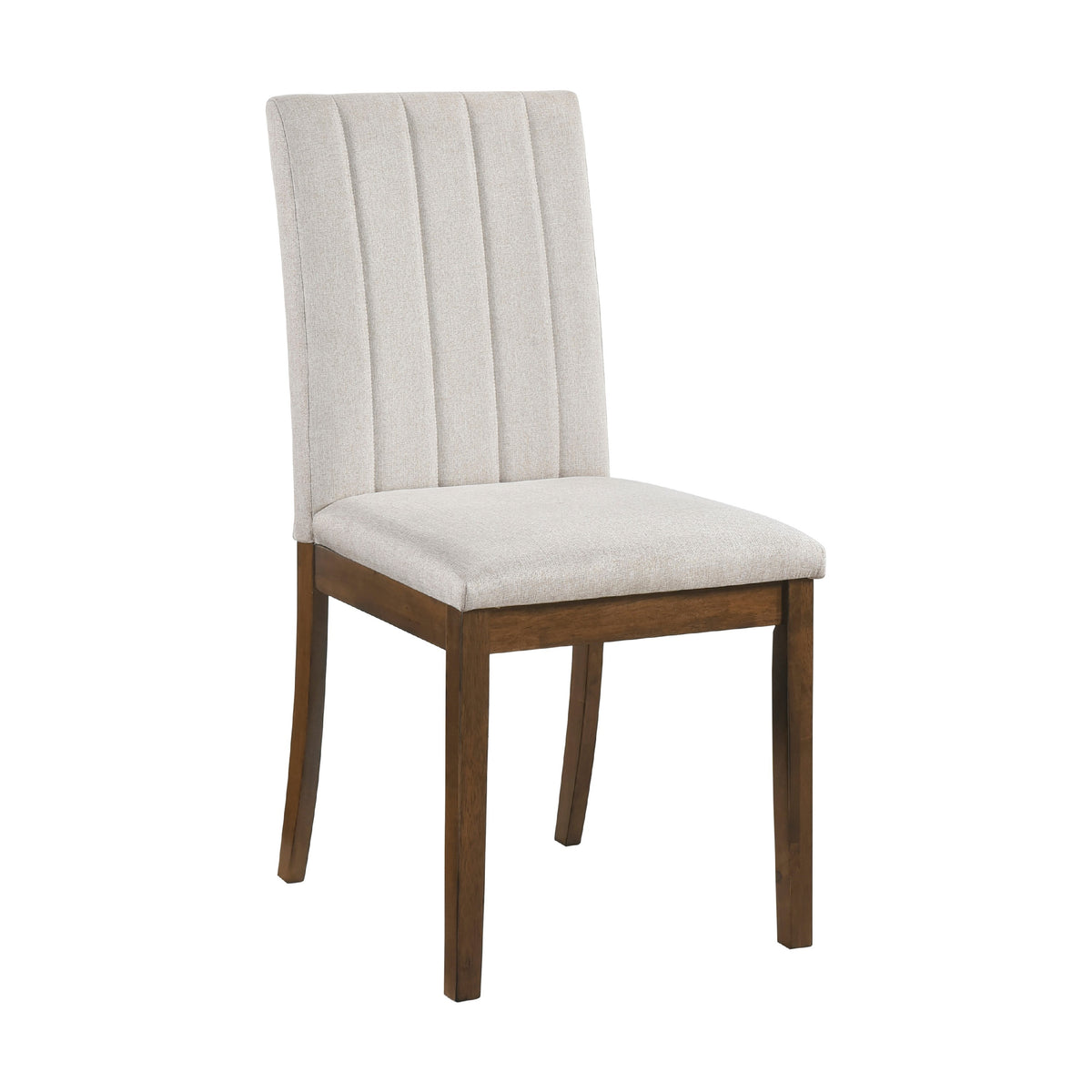 Hoi Dining Side Chair Set of 2, Tufted Beige Polyester, Chestnut Brown  - BM347135
