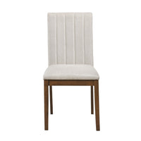 Hoi Dining Side Chair Set of 2, Tufted Beige Polyester, Chestnut Brown  - BM347135
