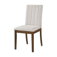 Hoi Dining Side Chair Set of 2, Tufted Beige Polyester, Chestnut Brown  - BM347135