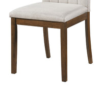 Hoi Dining Side Chair Set of 2, Tufted Beige Polyester, Chestnut Brown  - BM347135