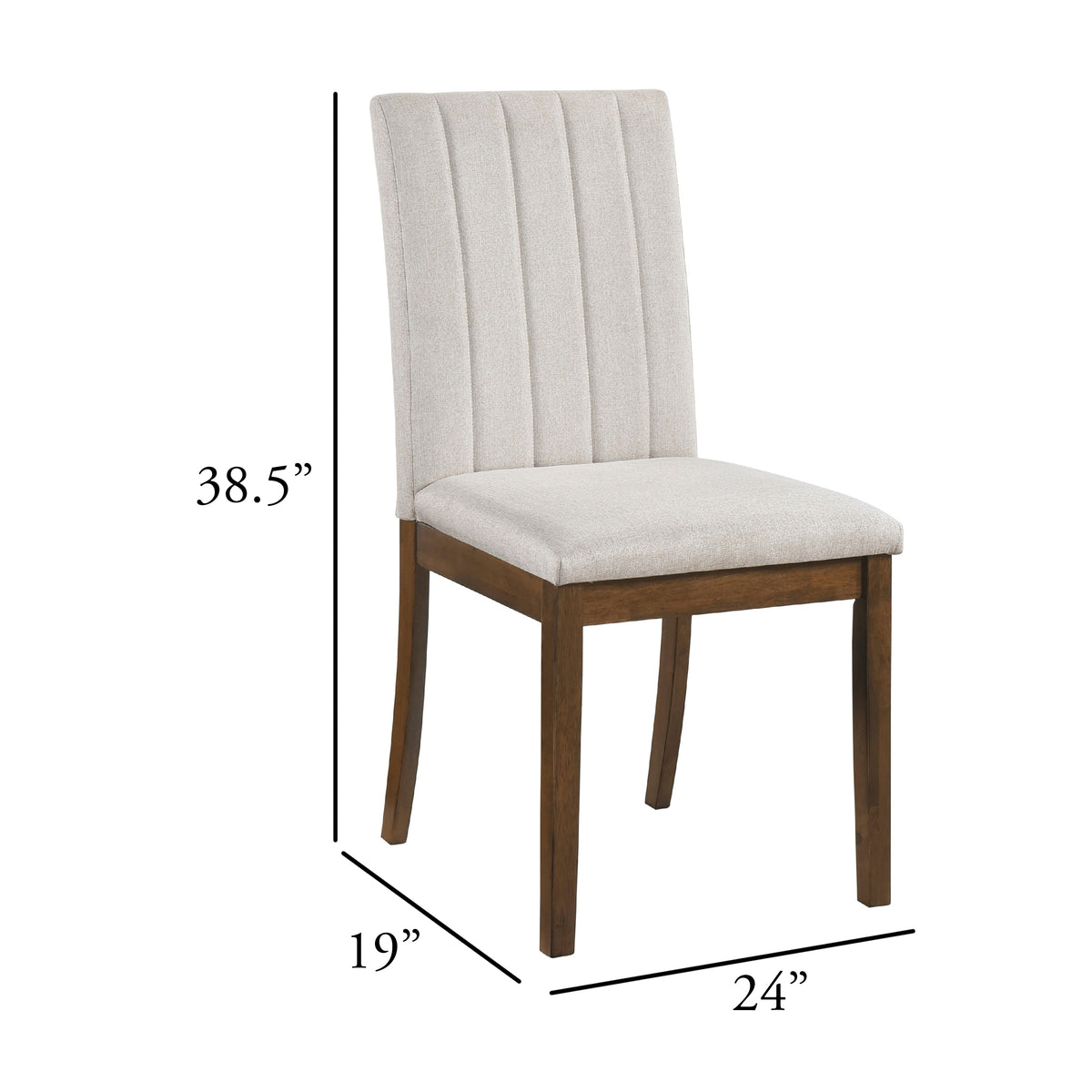 Hoi Dining Side Chair Set of 2, Tufted Beige Polyester, Chestnut Brown  - BM347135