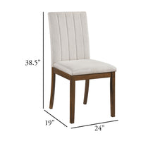 Hoi Dining Side Chair Set of 2, Tufted Beige Polyester, Chestnut Brown  - BM347135