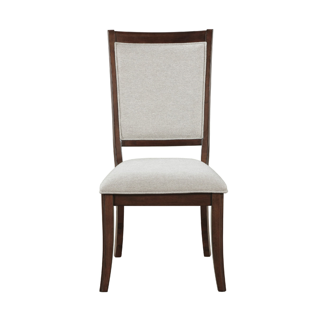 Gei Dining Side Chair Set of 2, Beige Polyester, Cherry Brown Wood  - BM347136