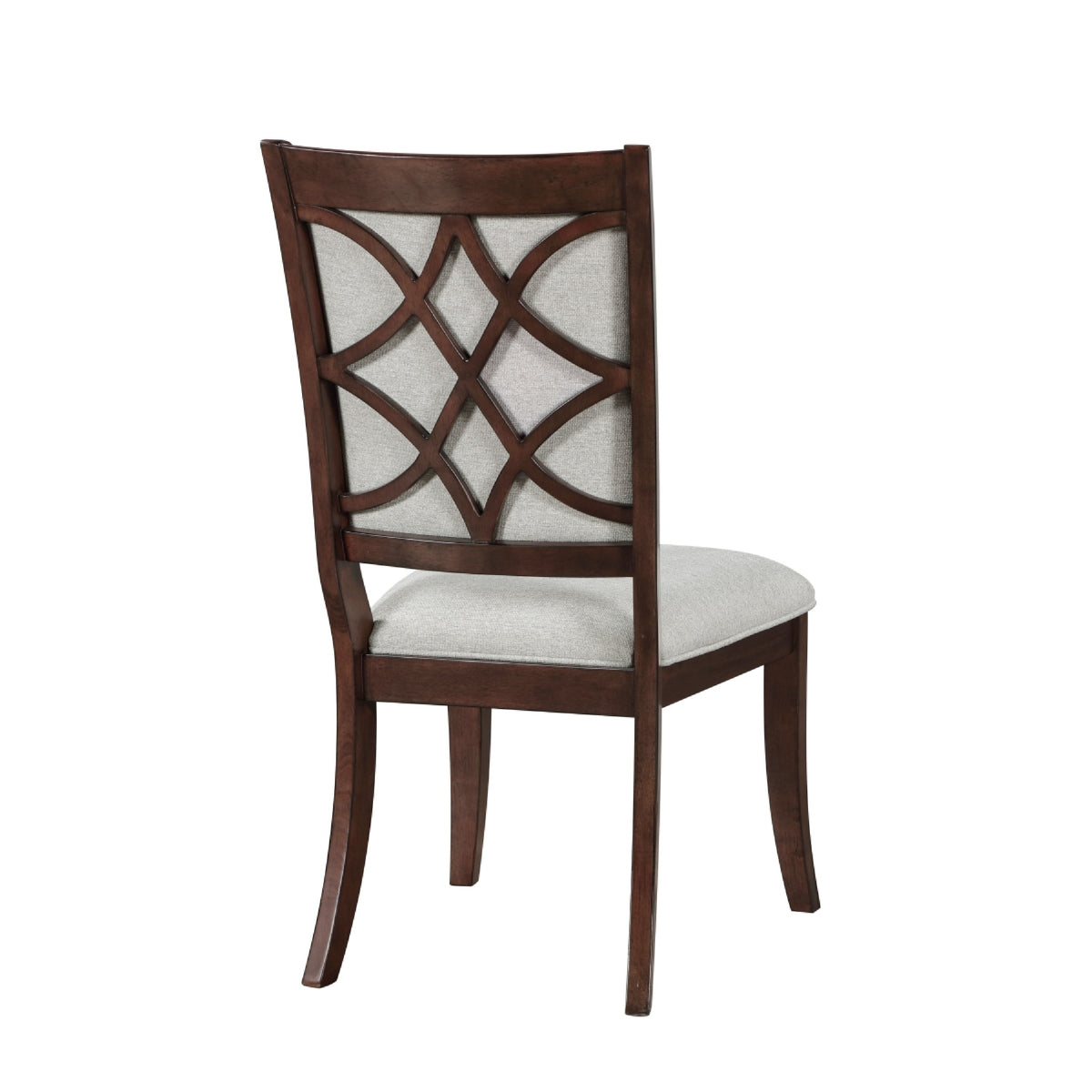 Gei Dining Side Chair Set of 2, Beige Polyester, Cherry Brown Wood  - BM347136