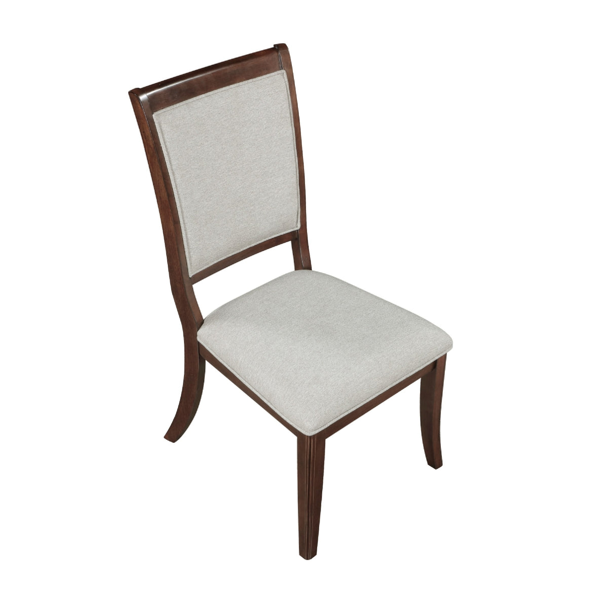 Gei Dining Side Chair Set of 2, Beige Polyester, Cherry Brown Wood  - BM347136