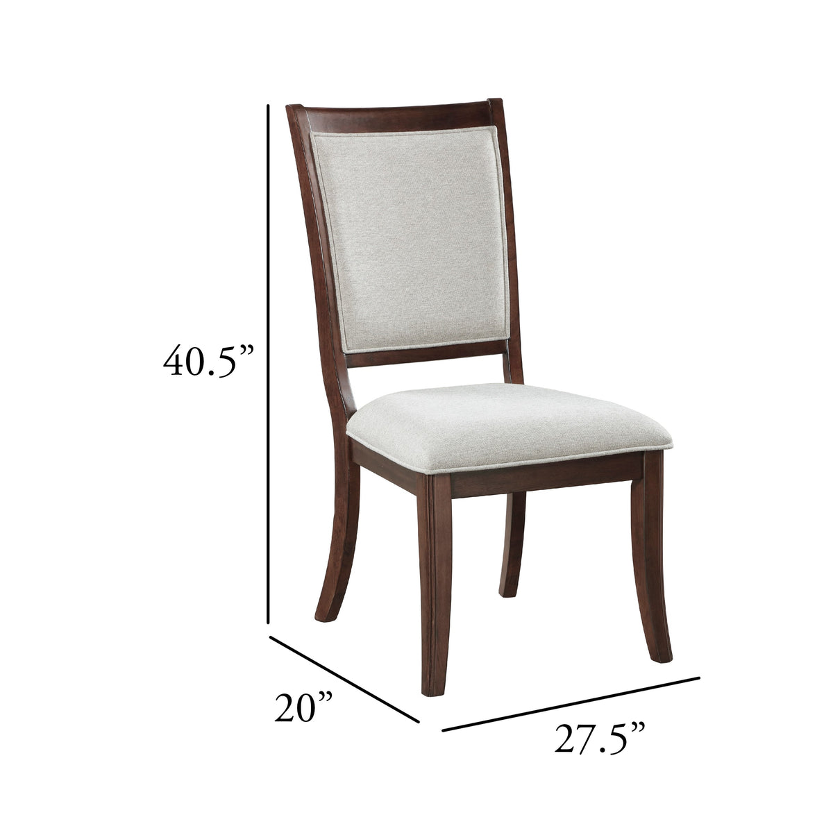 Gei Dining Side Chair Set of 2, Beige Polyester, Cherry Brown Wood  - BM347136