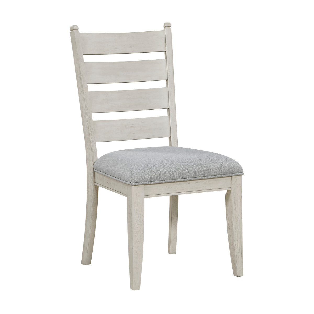 Wen Dining Side Chair Set of 2, Gray Cushion, Ladder Back, White  - BM347137