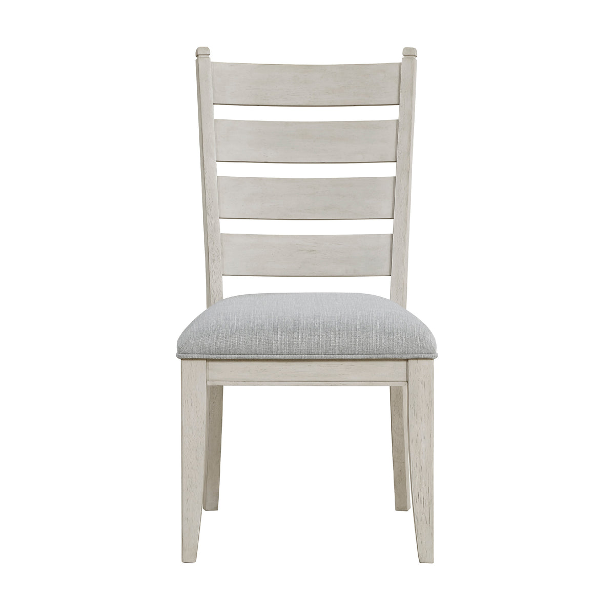 Wen Dining Side Chair Set of 2, Gray Cushion, Ladder Back, White  - BM347137