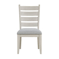 Wen Dining Side Chair Set of 2, Gray Cushion, Ladder Back, White  - BM347137
