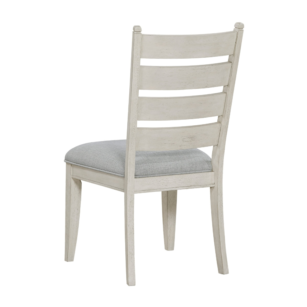 Wen Dining Side Chair Set of 2, Gray Cushion, Ladder Back, White  - BM347137