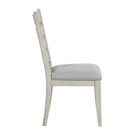 Wen Dining Side Chair Set of 2, Gray Cushion, Ladder Back, White  - BM347137