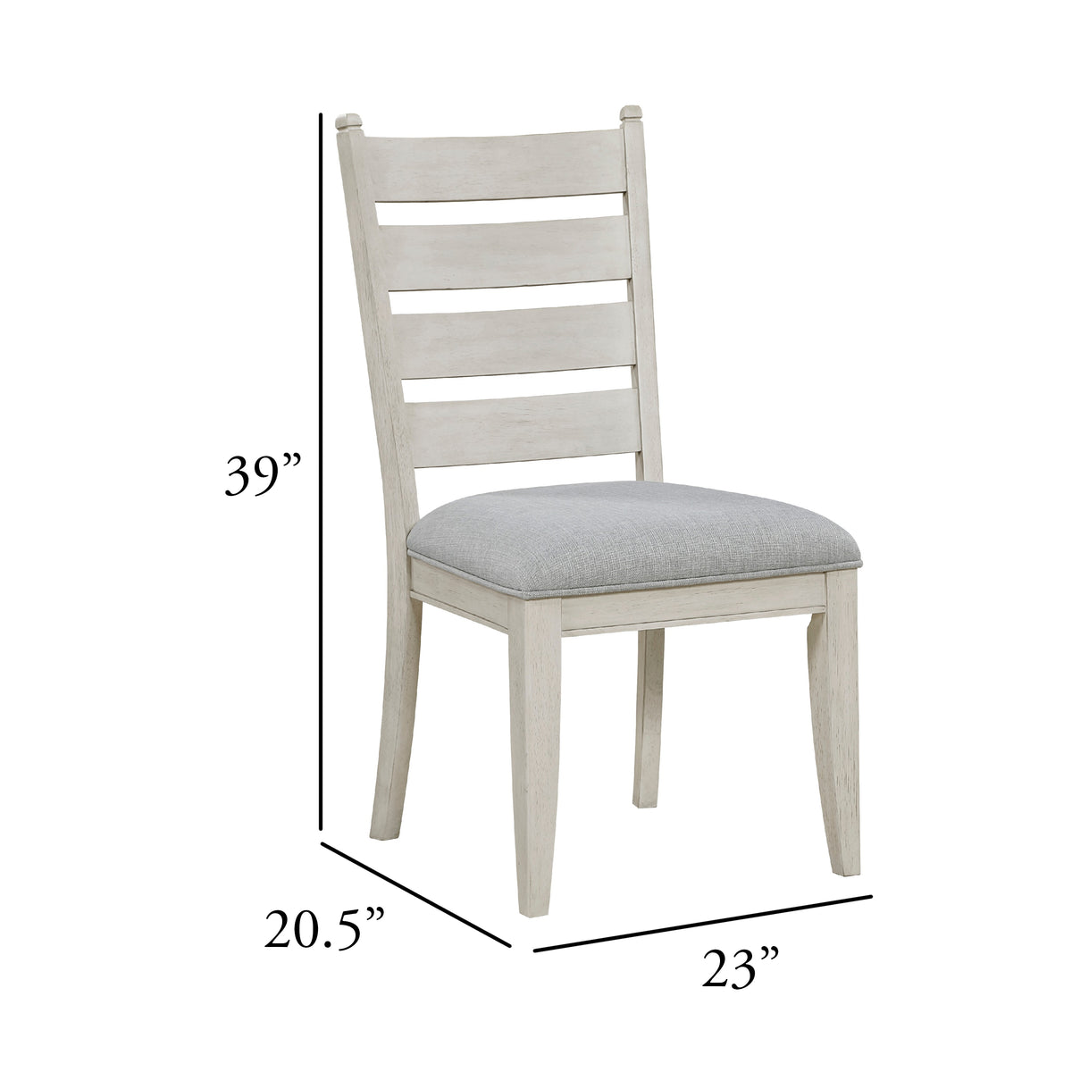 Wen Dining Side Chair Set of 2, Gray Cushion, Ladder Back, White  - BM347137