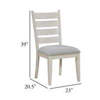 Wen Dining Side Chair Set of 2, Gray Cushion, Ladder Back, White  - BM347137