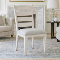 Wen Dining Side Chair Set of 2, Gray Cushion, Ladder Back, White  - BM347137
