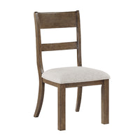 Kin Dining Side Chair Set of 2, Gray Cushion, Brown Open Panel Back  - BM347138