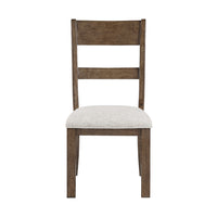 Kin Dining Side Chair Set of 2, Gray Cushion, Brown Open Panel Back  - BM347138