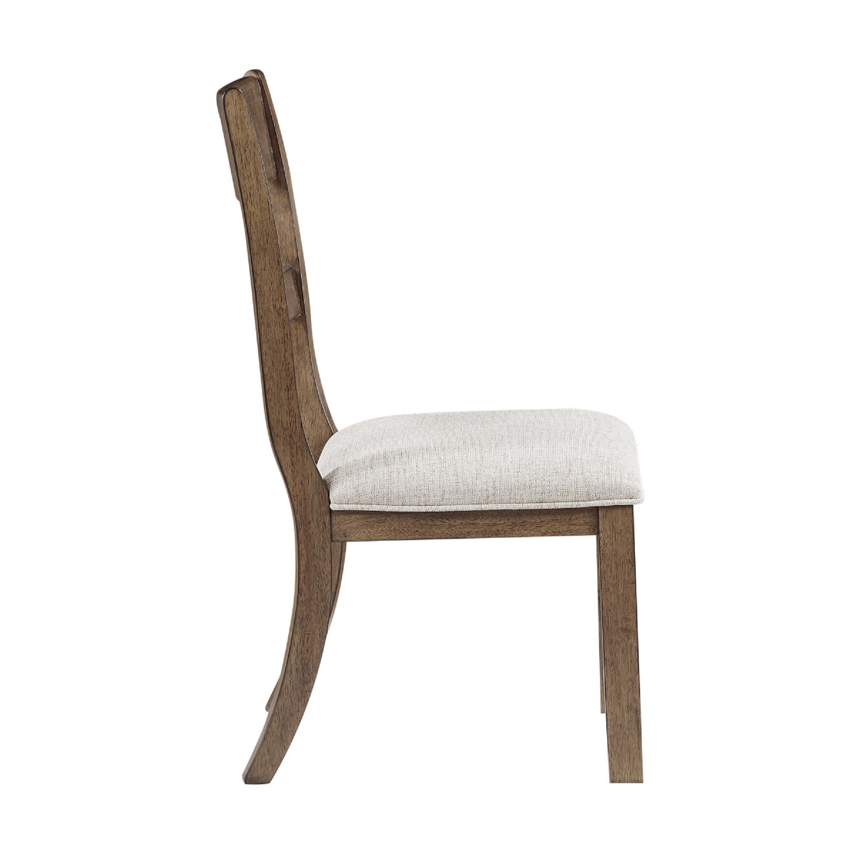 Kin Dining Side Chair Set of 2, Gray Cushion, Brown Open Panel Back  - BM347138