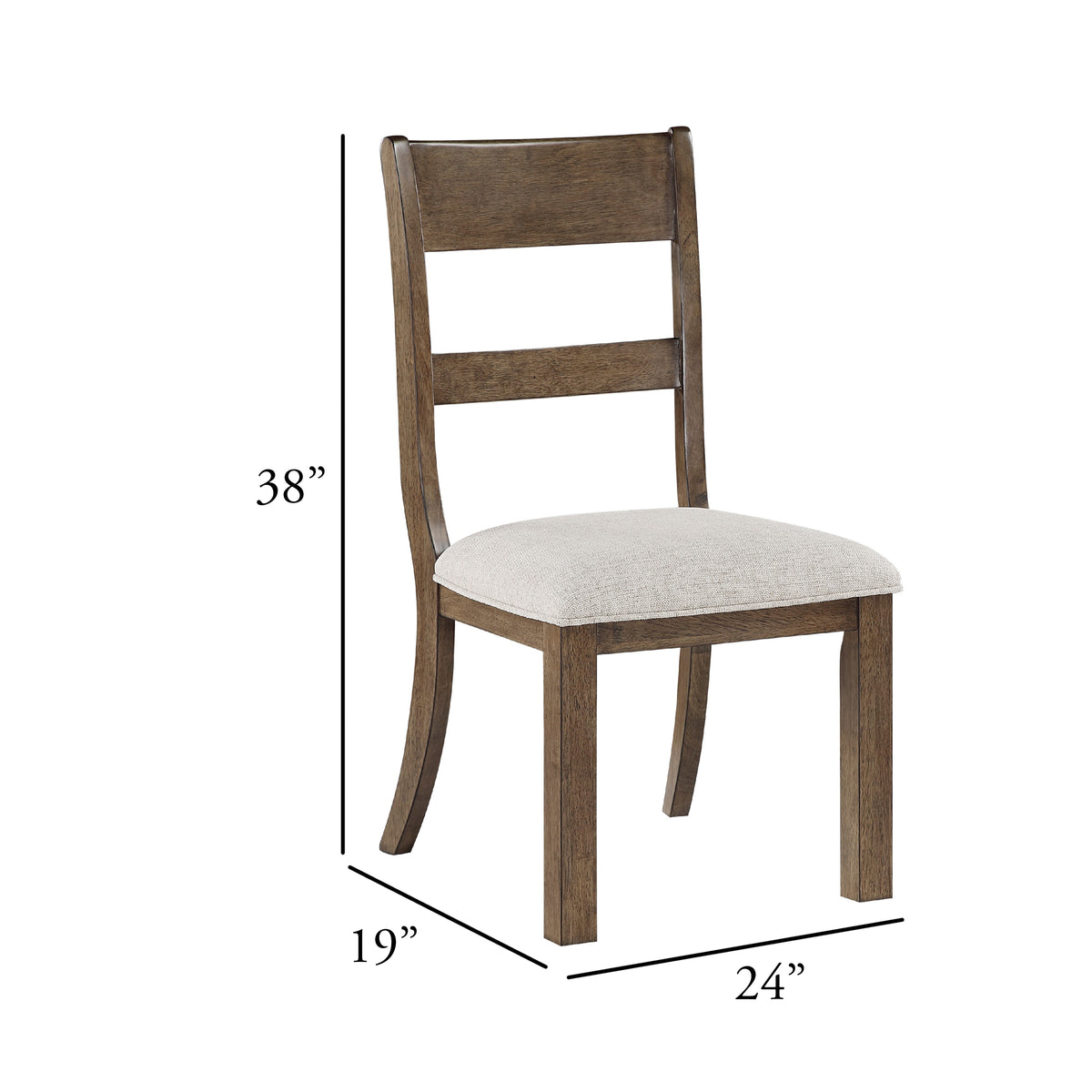 Kin Dining Side Chair Set of 2, Gray Cushion, Brown Open Panel Back  - BM347138