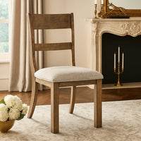 Kin Dining Side Chair Set of 2, Gray Cushion, Brown Open Panel Back  - BM347138