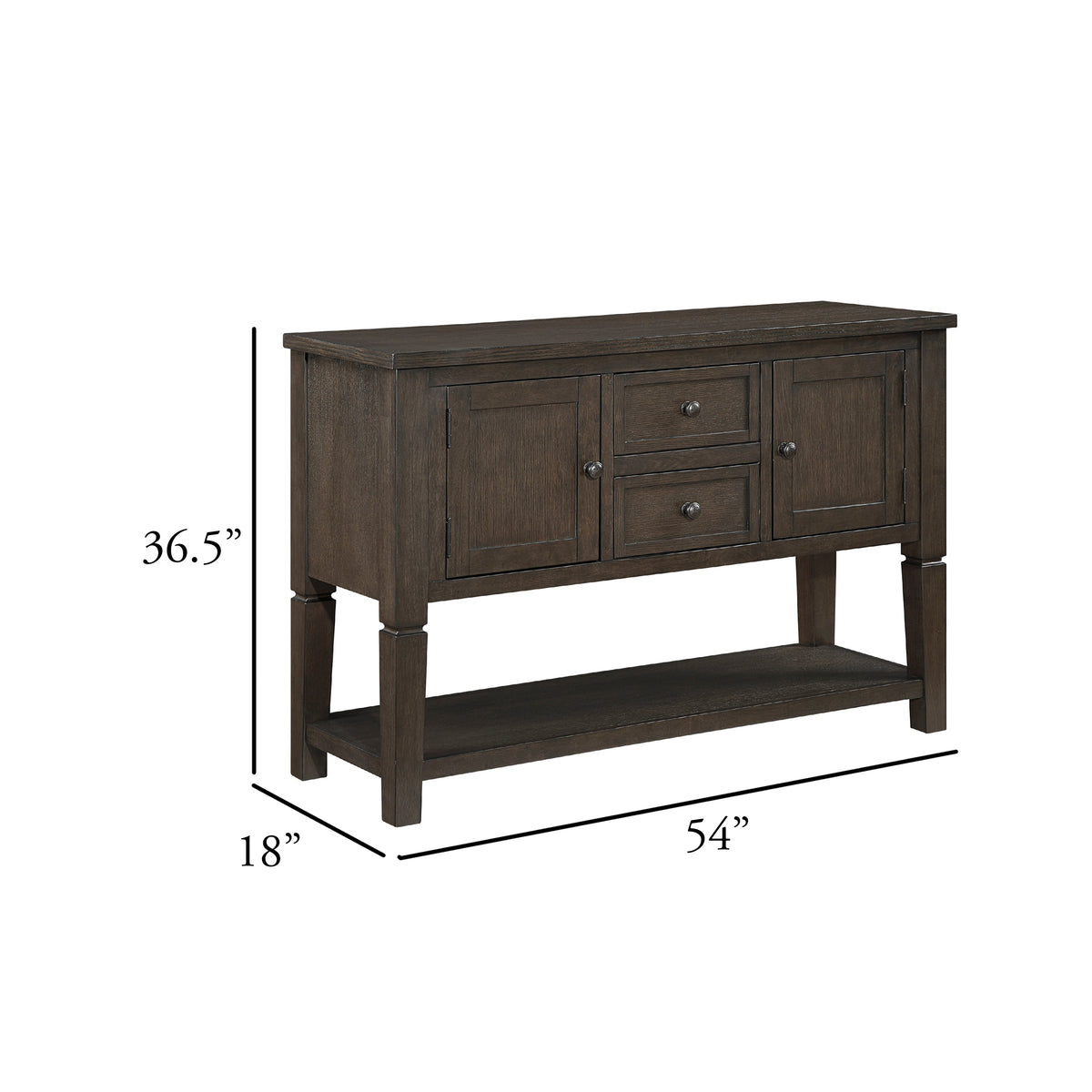 Vicy Sideboard Server, 2 Drawers and Cabinets, Espresso Brown 54 Inch  - BM347139
