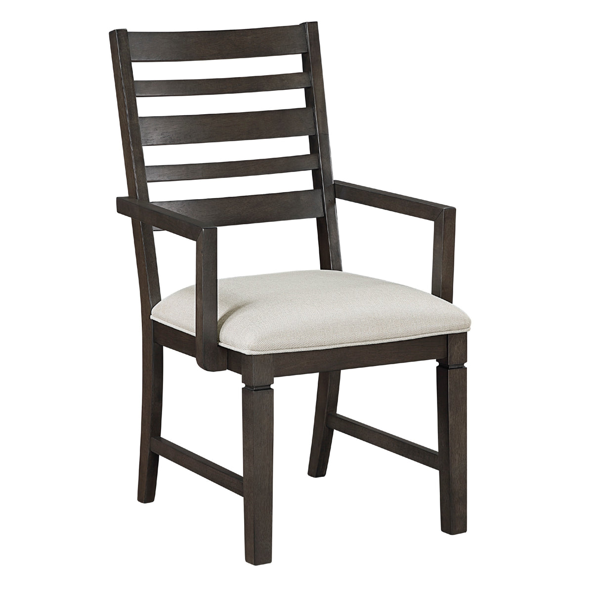 Vicy Dining Arm Chair Set of 2, Beige Cushion, Espresso Brown Ladder Back  - BM347140