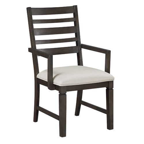 Vicy Dining Arm Chair Set of 2, Beige Cushion, Espresso Brown Ladder Back  - BM347140