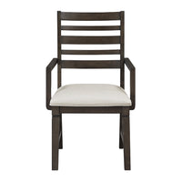 Vicy Dining Arm Chair Set of 2, Beige Cushion, Espresso Brown Ladder Back  - BM347140