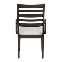 Vicy Dining Arm Chair Set of 2, Beige Cushion, Espresso Brown Ladder Back  - BM347140