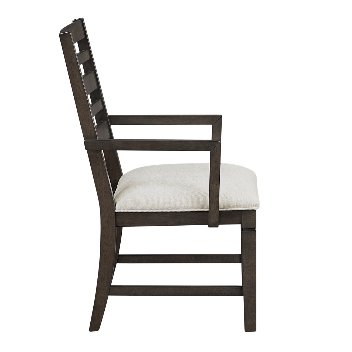 Vicy Dining Arm Chair Set of 2, Beige Cushion, Espresso Brown Ladder Back  - BM347140