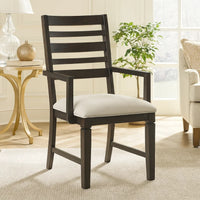 Vicy Dining Arm Chair Set of 2, Beige Cushion, Espresso Brown Ladder Back  - BM347140