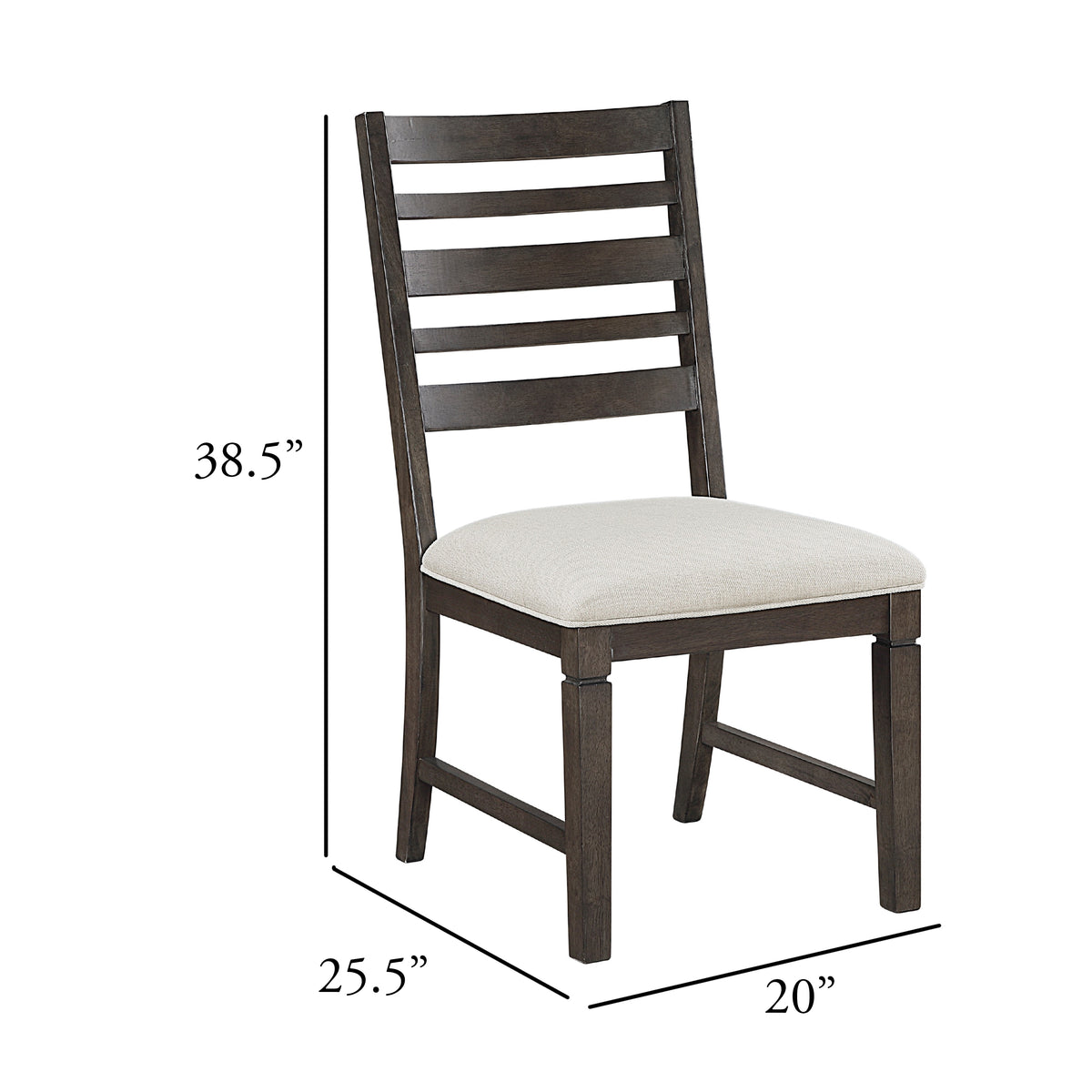 Vicy Dining Side Chair Set of 2, Beige Cushion, Espresso Brown  - BM347141